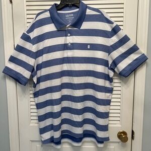IZOD Advantage Performance Striped Polo Shirt Mens 2XLT Blue White